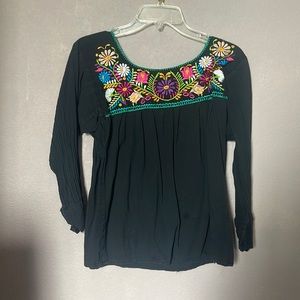 Black floral shirt